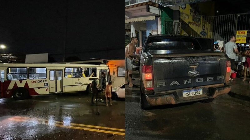 Acidente entre picape e ônibus deixa feridos em Manaus