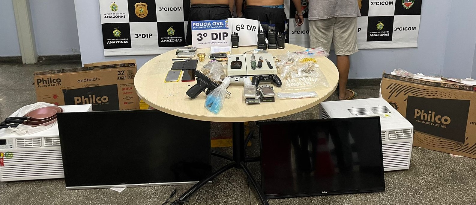 ‘Coração’, ‘Pedrinho’ e ‘Caponga’ são presos por receptação e tráfico de drogas em Manaus