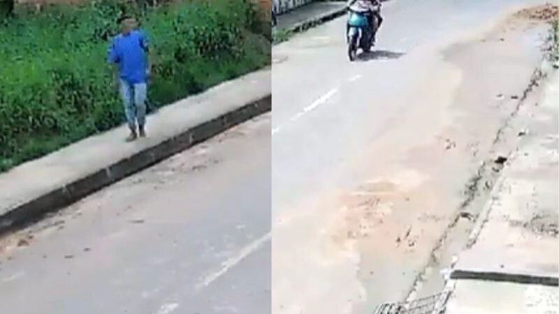 Mulher em moto é derrubada e assaltada por homem com terçado