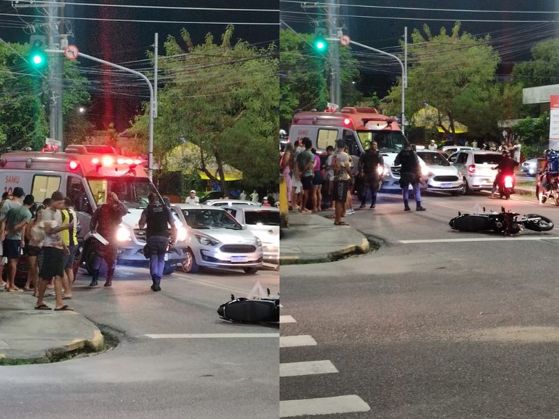 Acidente entre carro e moto deixa casal ferido em Manaus