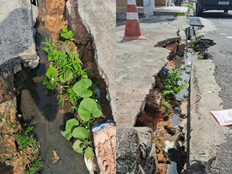 Moradores denunciam cratera em rua no bairro Cachoeirinha