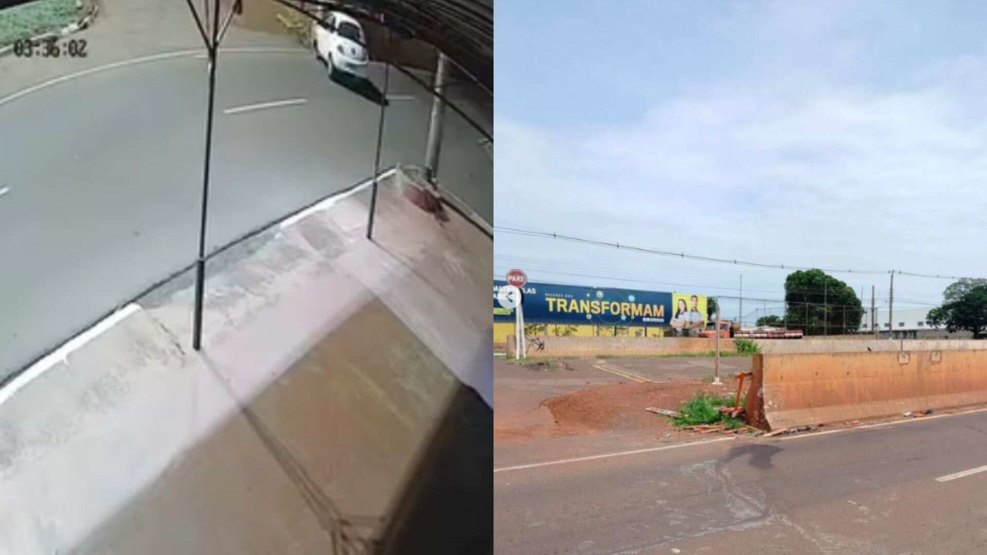 Carro perde controle e colide em mureta de corredor de ônibus na Avenida Gunter Huns