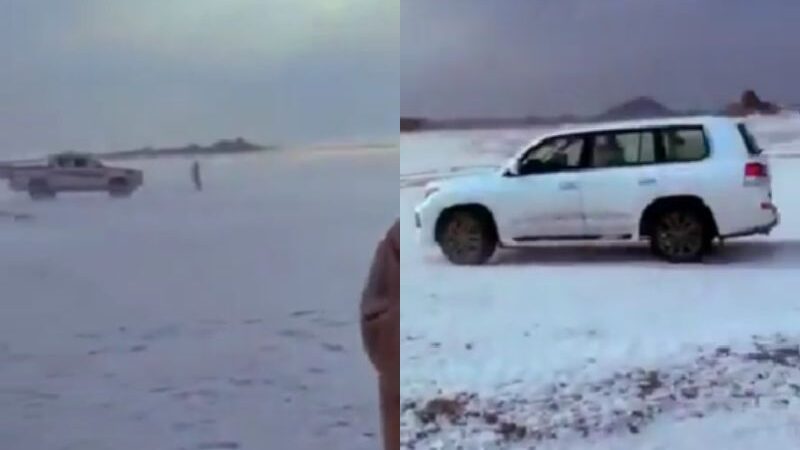 Pela primeira vez na história, neva em deserto na Arábia Saudita