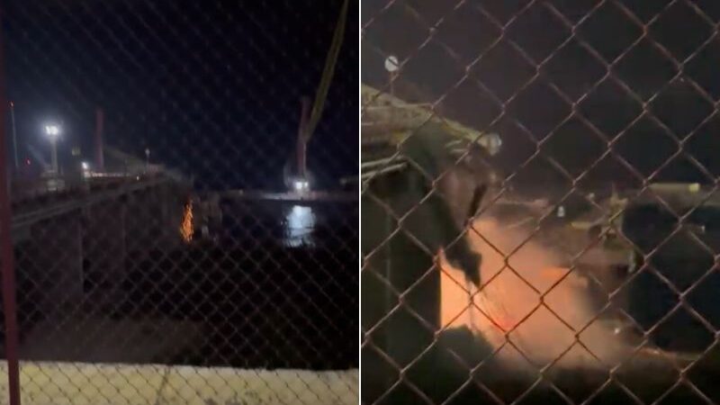 Pilar de ponte desaba no porto do Chibatão em Manaus