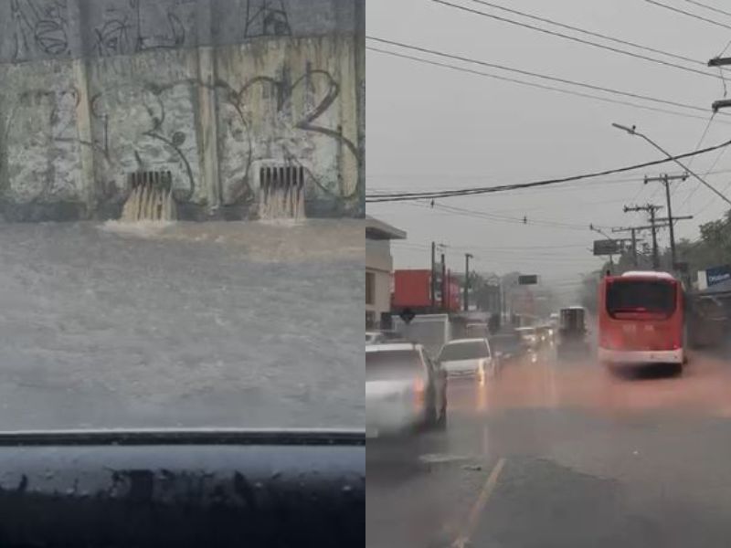 Chuva intensa provoca alagamentos e caos no trânsito