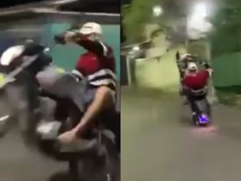 ‘Amostradinho’ rala a bunda ao cair da moto em Manaus