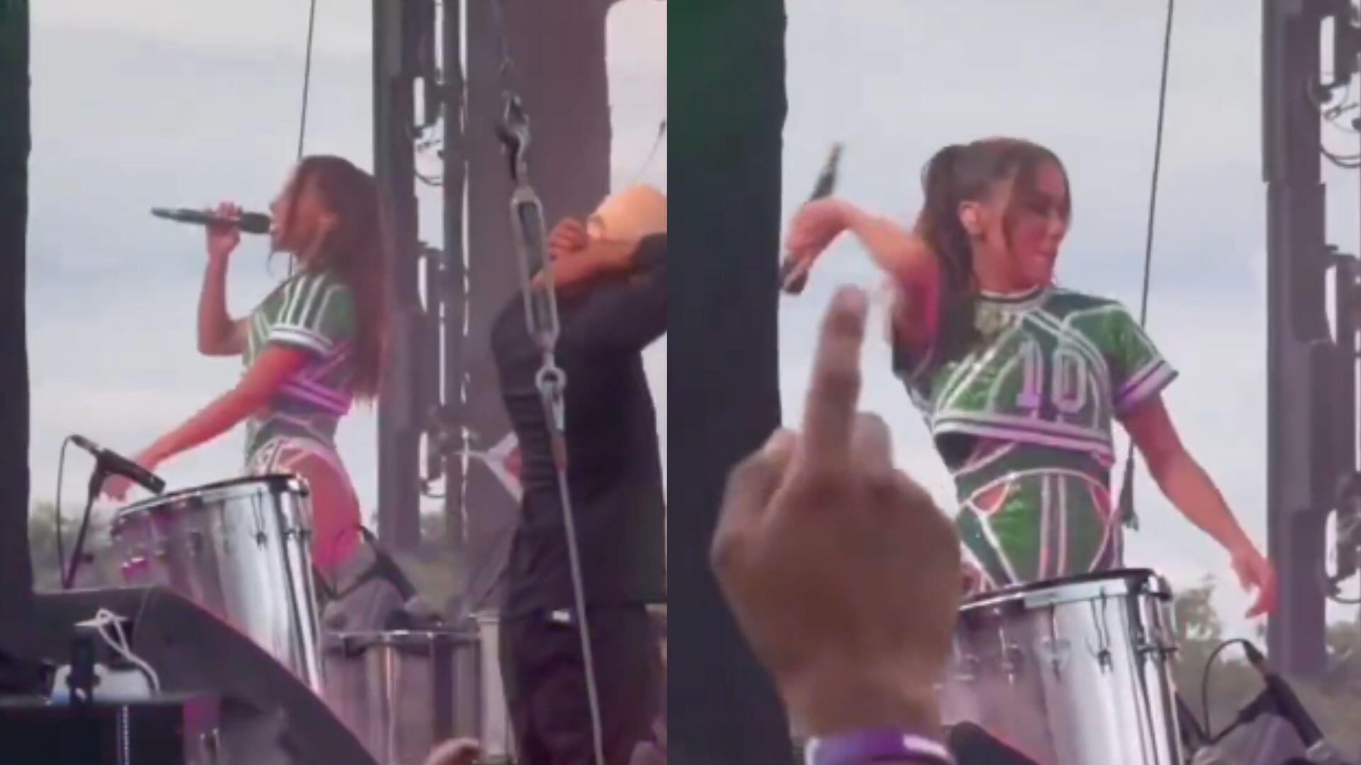 VÍDEO: Anitta joga microfones no chão após equipamentos pararem de funcionar