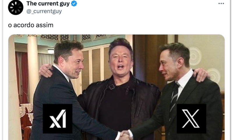 Elon Musk vende X para sua própria empresa de IA e vira meme
