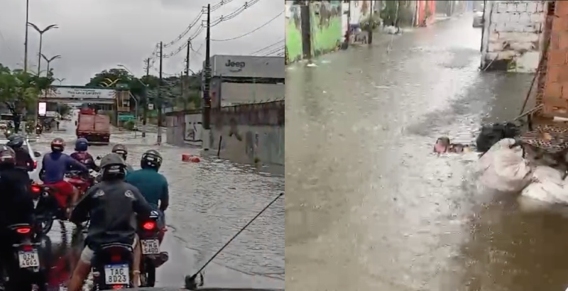 Fortes chuvas alagam Manaus e deixam população em alerta durante o carnaval