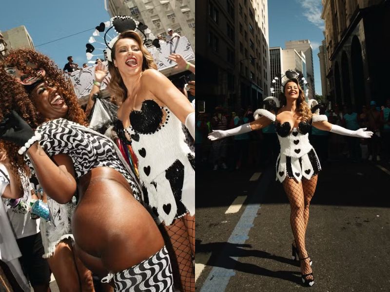 Paolla Oliveira atende fãs como Rainha de Copas no Cordão da Bola Preta