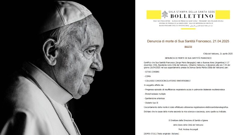 Vaticano divulga boletim médico com a causa da morte do Papa Francisco; veja na íntegra