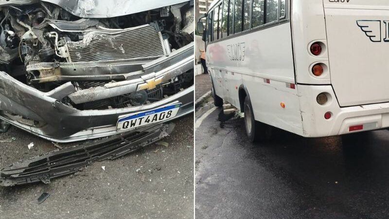 Colisão entre carro e ônibus deixa trânsito caótico em Manaus