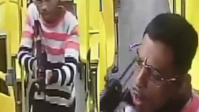 Vídeo mostra assaltantes ameaçando metralhar passageiros no ônibus em Manaus