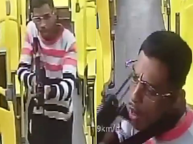 Vídeo mostra assaltantes ameaçando metralhar passageiros no ônibus em Manaus