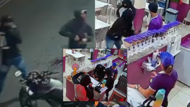 Criminosos fortemente armados ‘tocam o terror’ em loja de açaí