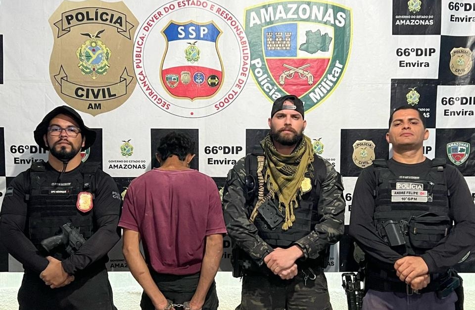 Homem que agredia a esposa com correntes de motosserra e forçava a vítima a beber água com sal é preso no AM