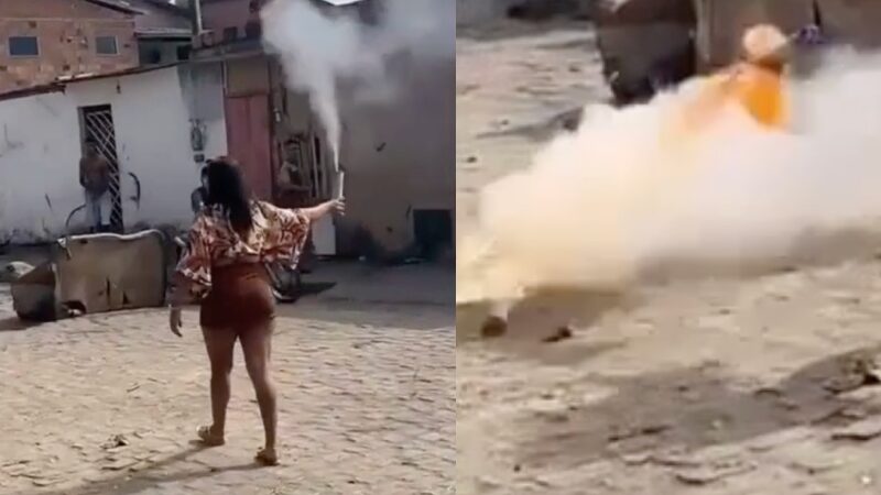 Mulher fica gravemente ferida após ser atingida no rosto por bomba de festa junina