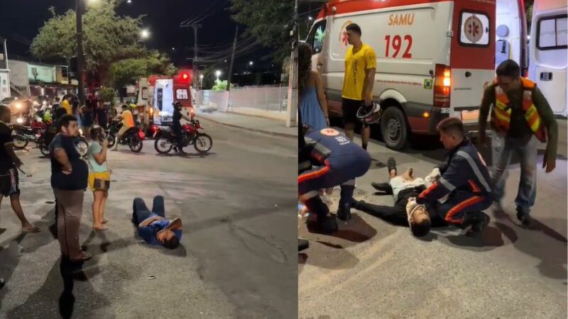 Três pessoas ficam feridas em acidente de moto na Cosme Ferreira