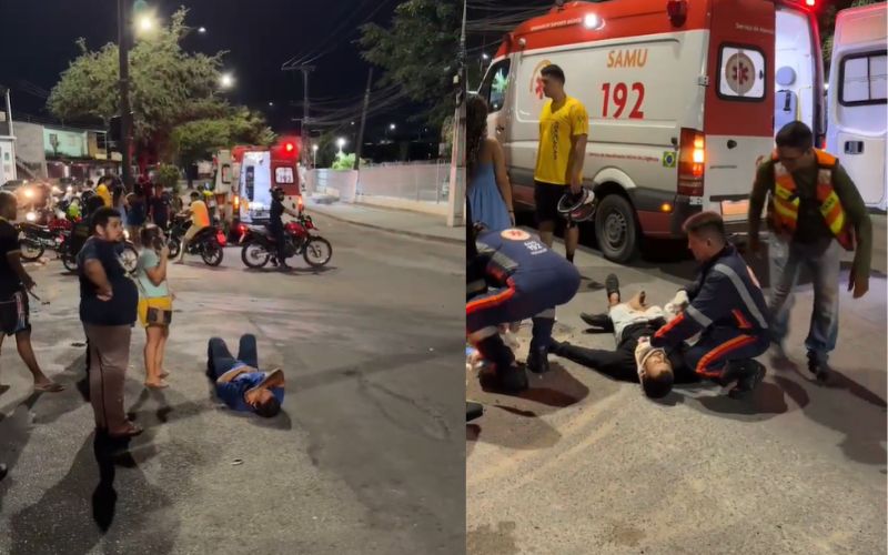 Três pessoas ficam feridas em acidente de moto na Cosme Ferreira