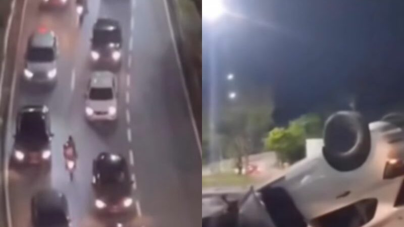 Carro capota na Avenida Jacira Reis; motorista relata perigo constante no trecho