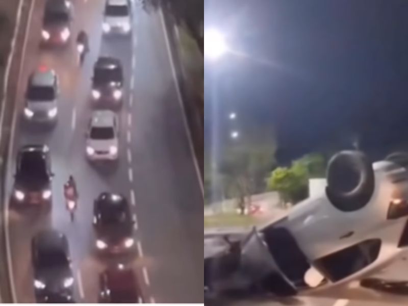 Carro capota na Avenida Jacira Reis; motorista relata perigo constante no trecho