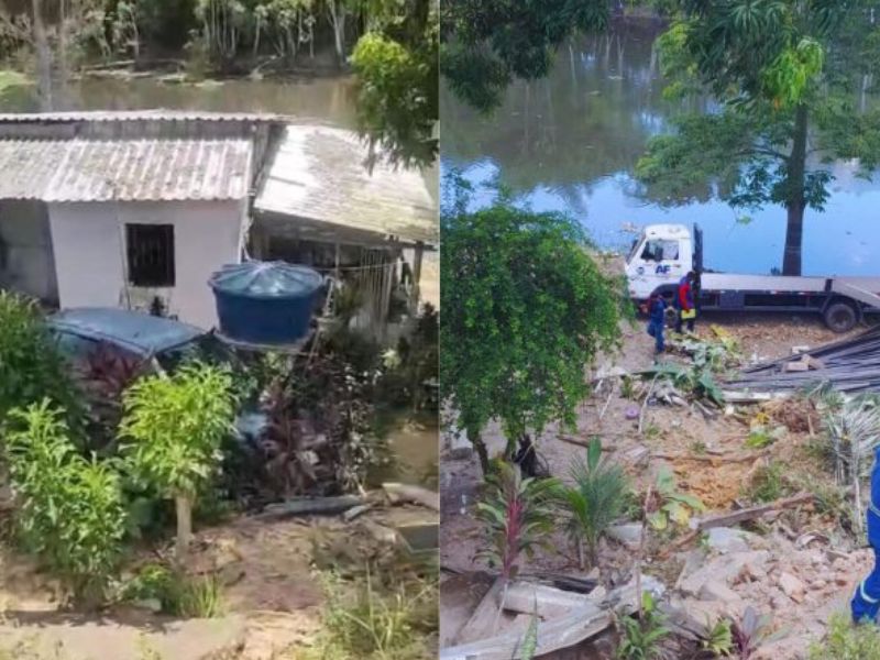 Caminhão com ferro tem falha no freio e capota no Tarumã