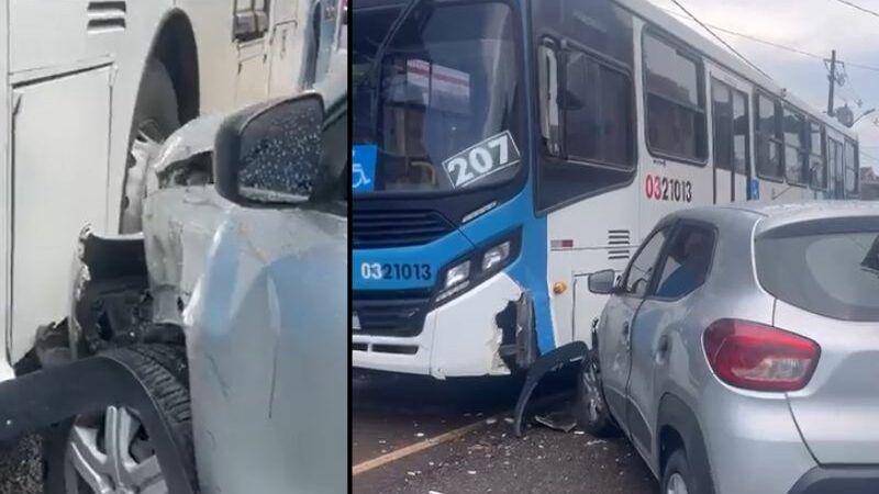Carro colide com ônibus no bairro Redenção