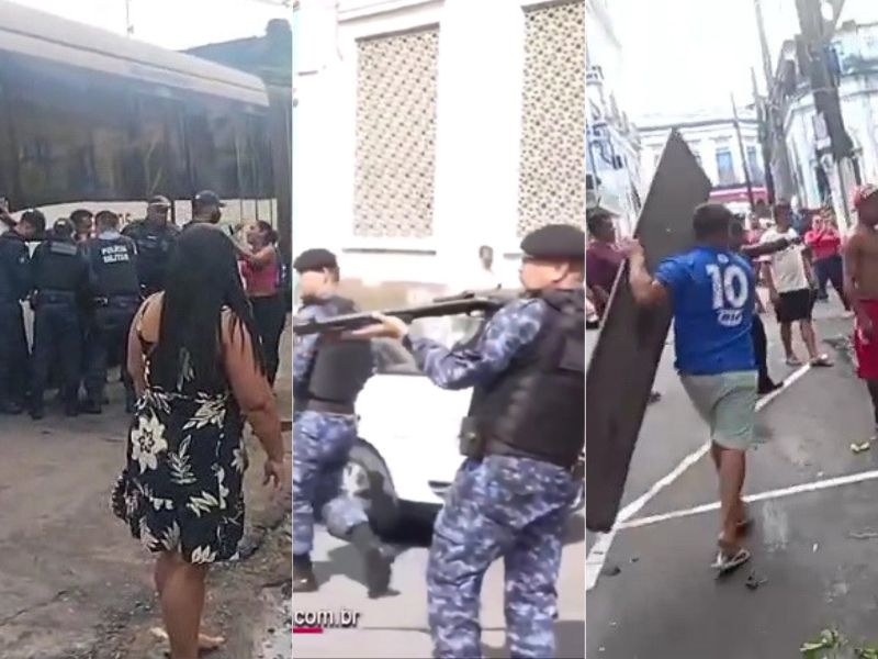 Novos vídeos flagram Guarda Municipal enforcando mulher e apontando arma para idoso no Centro