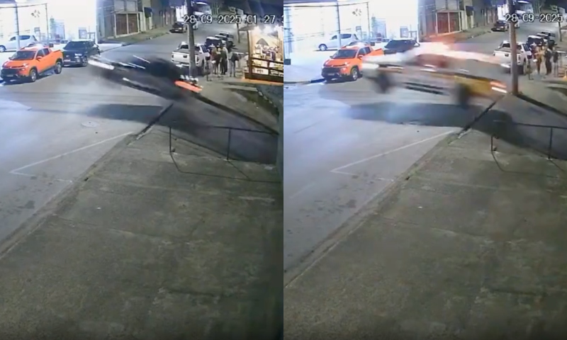 Carro e viatura ‘voam’ durante perseguição policial