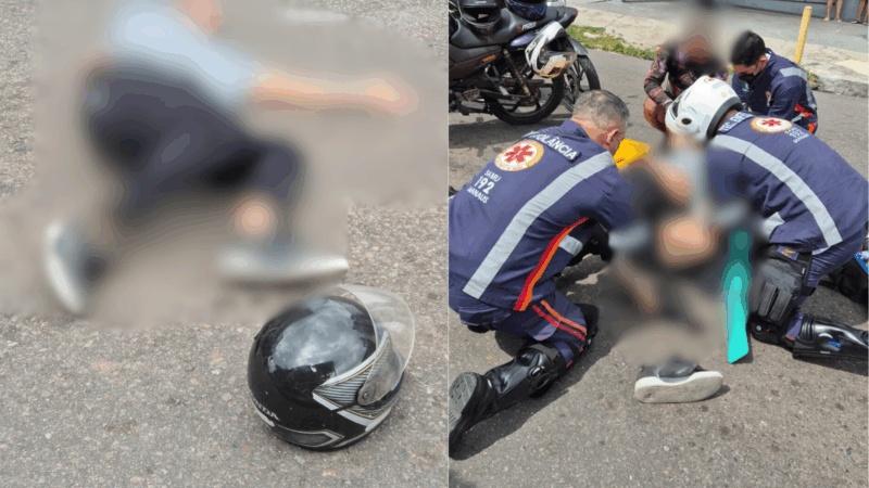 Motociclista teve tornozelo quebrado em acidente no Santo Antônio