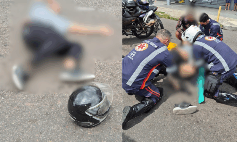Motociclista teve tornozelo quebrado em acidente no Santo Antônio