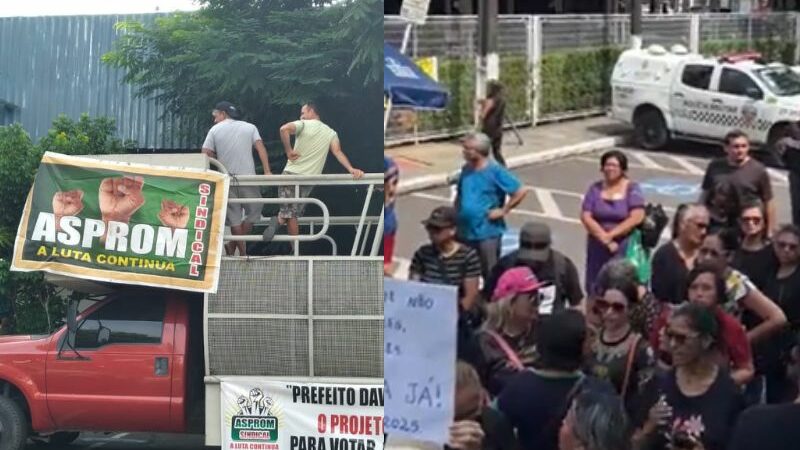Professores voltam a protestar na Câmara de Manaus contra o PL da aposentadoria aos 75 anos