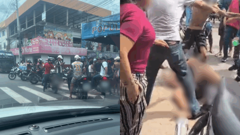 Homem é agredido por populares após abusar de criança em supermercado no Santa Etelvina