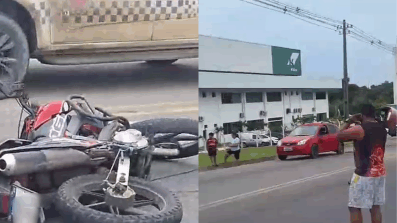 Motociclista fica ferido após colisão com veículo em quebra-mola no Distrito Industrial II