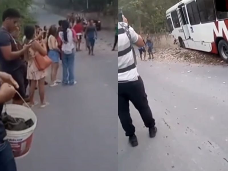 Ônibus colide com muro na zona Leste de Manaus