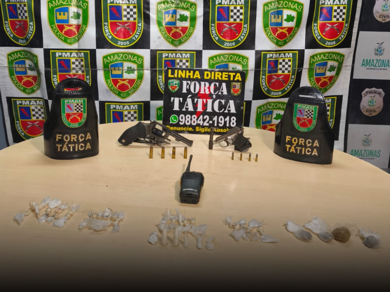 Força Tática apreende drogas, arma e munições durante ação no Centro de Manaus