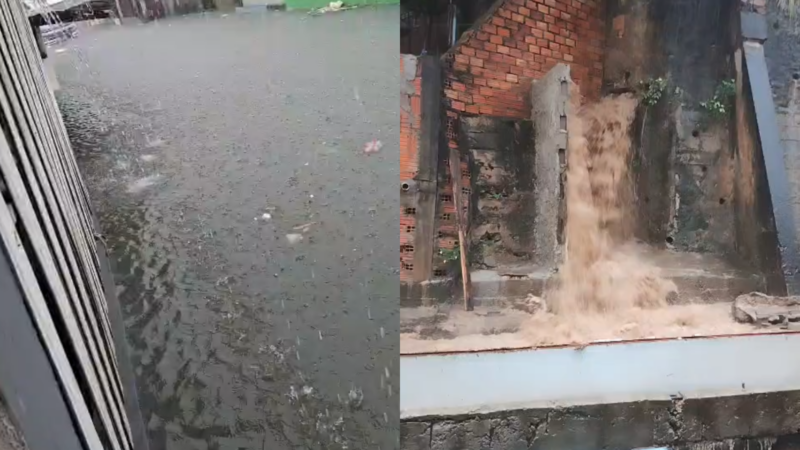 Chuva forte causa alagamentos, desabamento de muro e prejuízos em diferentes bairros de Manaus