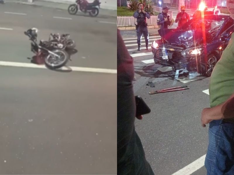 Colisão entre carro e motocicleta deixa uma mulher morta em Manaus