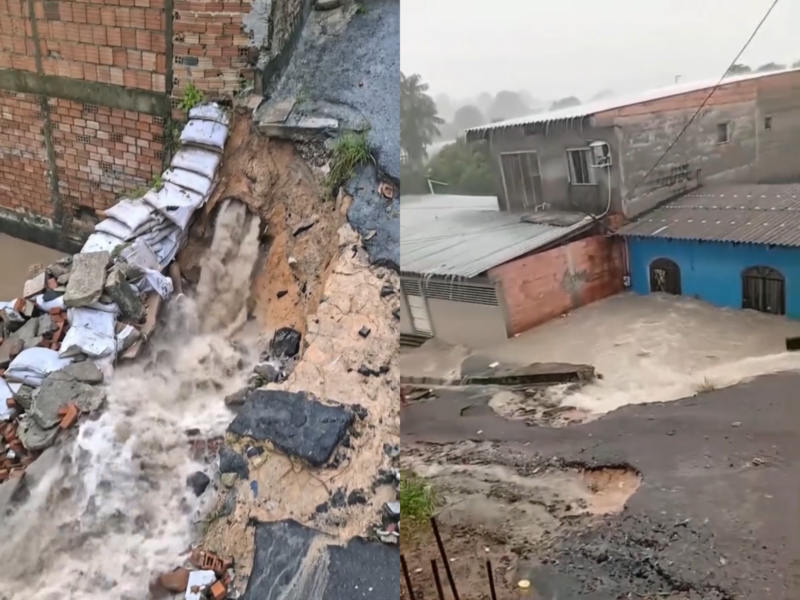 Rompimento de tubulação após forte chuva destrói casa na zona norte de Manaus