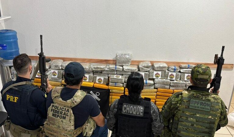 PF prende dois suspeitos e apreende 400 kg drogas e arma de fogo no Rio Madeira