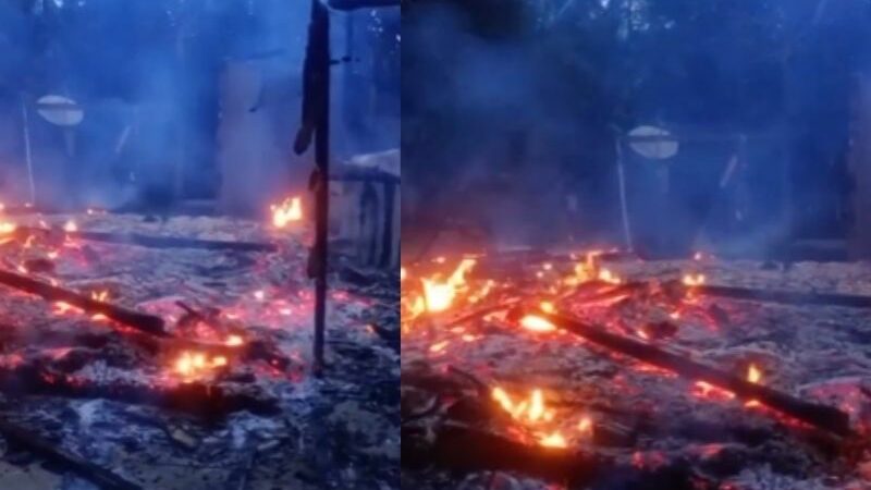 Raio atinge residência e provoca incêndio que destrói casa no interior do AM