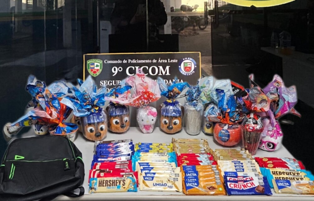 Adolescente de 14 anos é apreendida com ovos de Páscoa e 86 barras de chocolate em Manaus