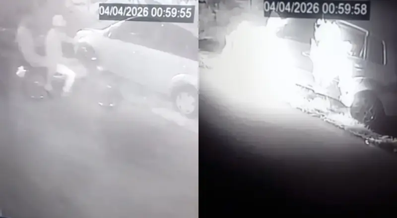 Vídeo flagra bandidos tocando fogo em carro de PM no Santo Agostinho