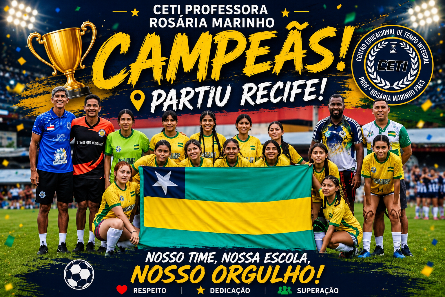Equipe do CETI Rosária Marinho embarca para Recife e leva o nome de Nova Olinda do Norte à competição nacional