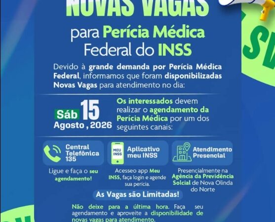 Nova Olinda do Norte recebe novas vagas para Perícia Médica Federal do INSS