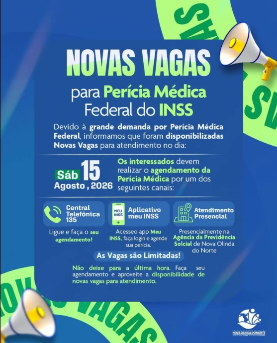 Nova Olinda do Norte recebe novas vagas para Perícia Médica Federal do INSS