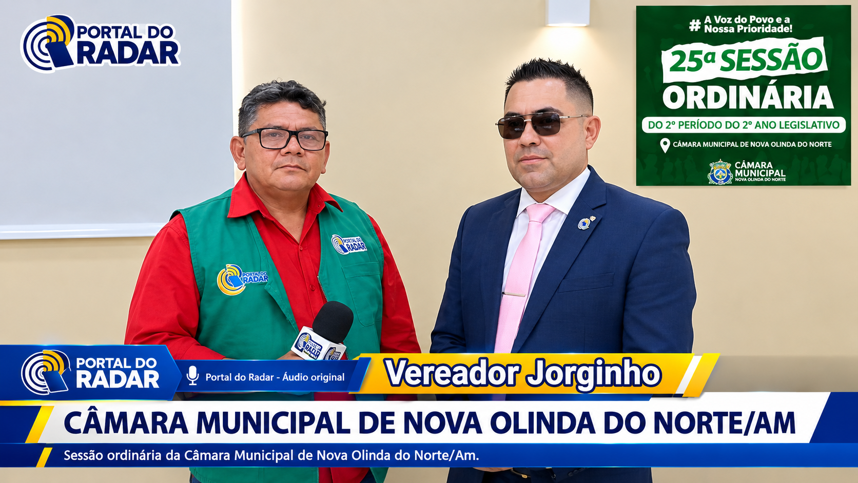Vereador Jorginho participa de entrevista durante sessão ordinária em Nova Olinda do Norte